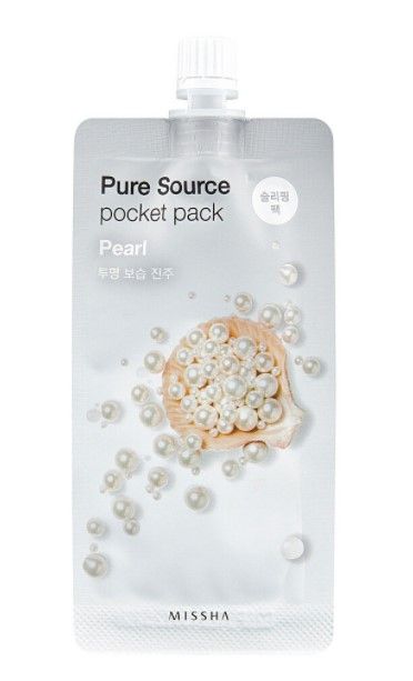 Missha Pure Source Pocket Pack Нощна озаряваща маска за лице с перлени частици 10 мл