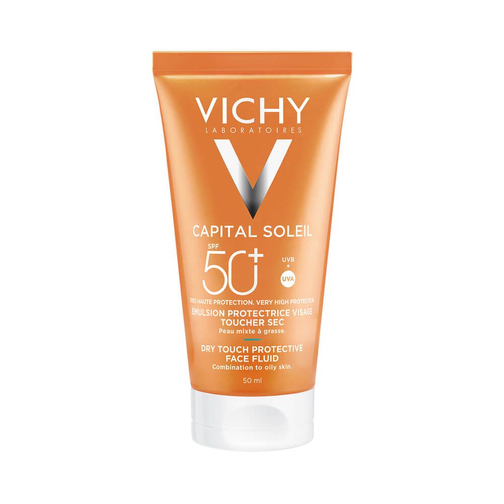 Vichy Capital Soleil Слънцезащитен матиращ флуид за лице за комбинирана до мазна кожа SPF50 50 мл