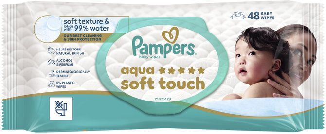 Pampers Aqua Soft Touch Мокри кърпи x 48 броя