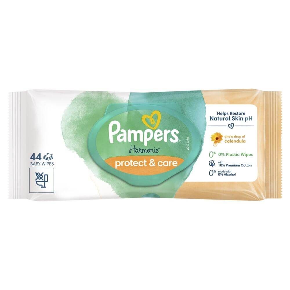 Pampers Harmonie Protect & Care Бебешки мокри кърпички невен х 44 бр